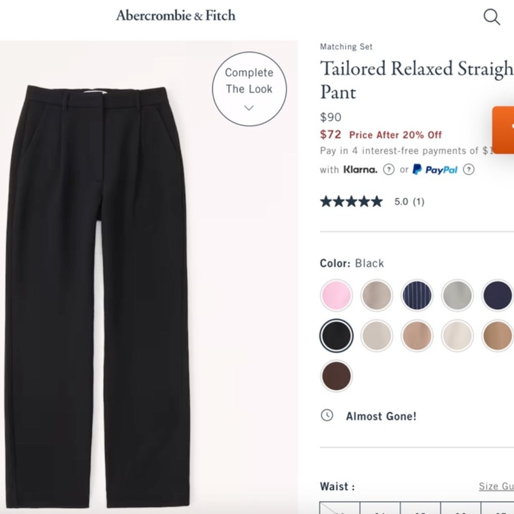 Abercrombie and Fitch New With Tags Tailored Relaxed Straight leg pant